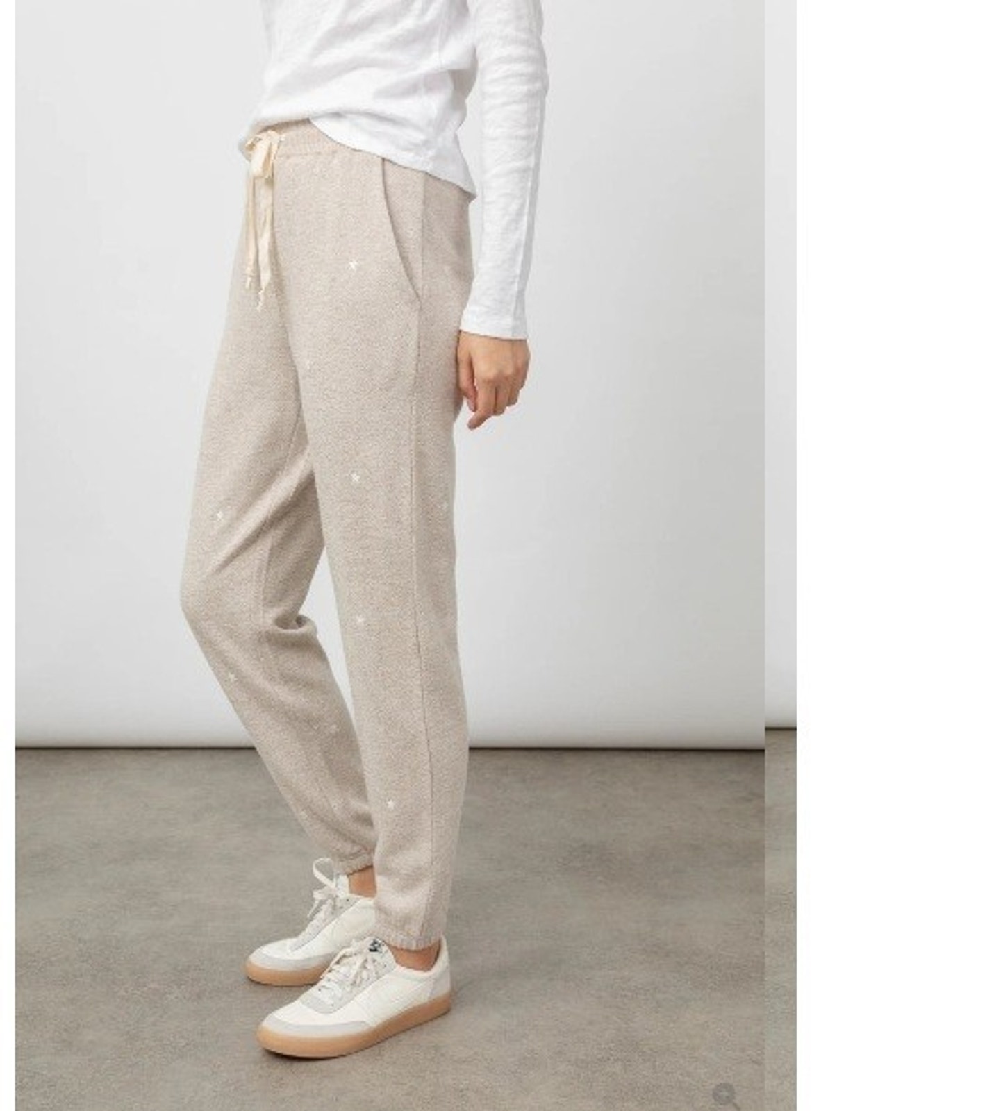 Rails Sz M Women's Heather Brown Embroidered Stars Sweatpants Beige Lounge Pants